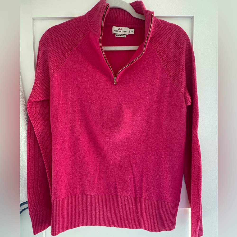 Vineyard Vines Vibrant Pink 3/4 Zip Sweater